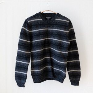 Express 100% Lambswool Women’s Dark Gray Striped Crewneck Sweater